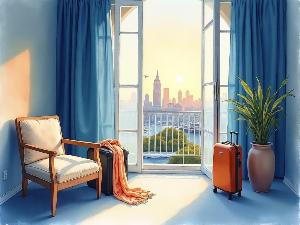 Watercolor illustration in the Concier brand palette accompanying the article "Beta is open. Here is how Concier opens a city."