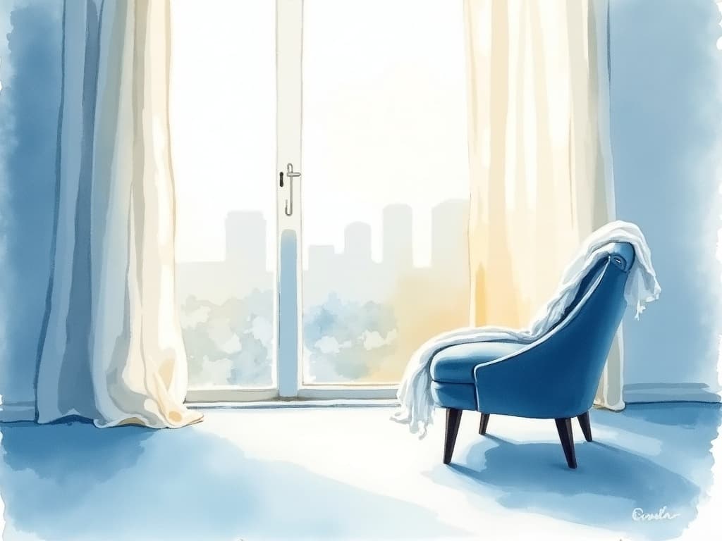 Watercolor illustration in the Concier brand palette accompanying the article "The Booking Funnel Is Collapsing Into a Conversation"