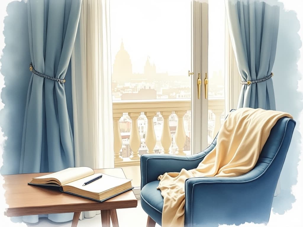 Watercolor illustration in the Concier brand palette accompanying the article "98% of Hotels Use AI. 66% of Travelers Will Not Let It Book a Room. The Gap Is Where Concier Lives."